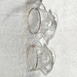 Bartlett Collins Vintage Sugar & Creamer Bowls Leaf & Grape Etched Crystal